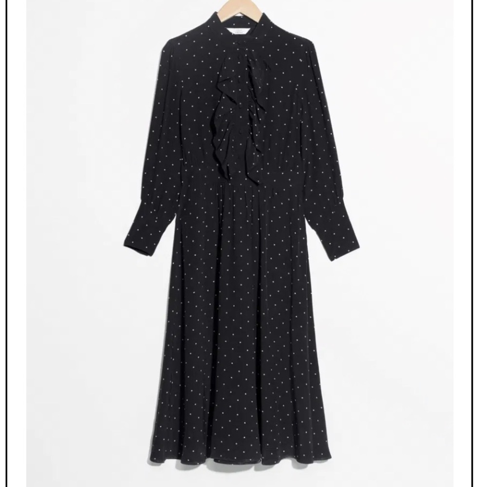 & other stories Star Frill Midi Dress Black Size 4